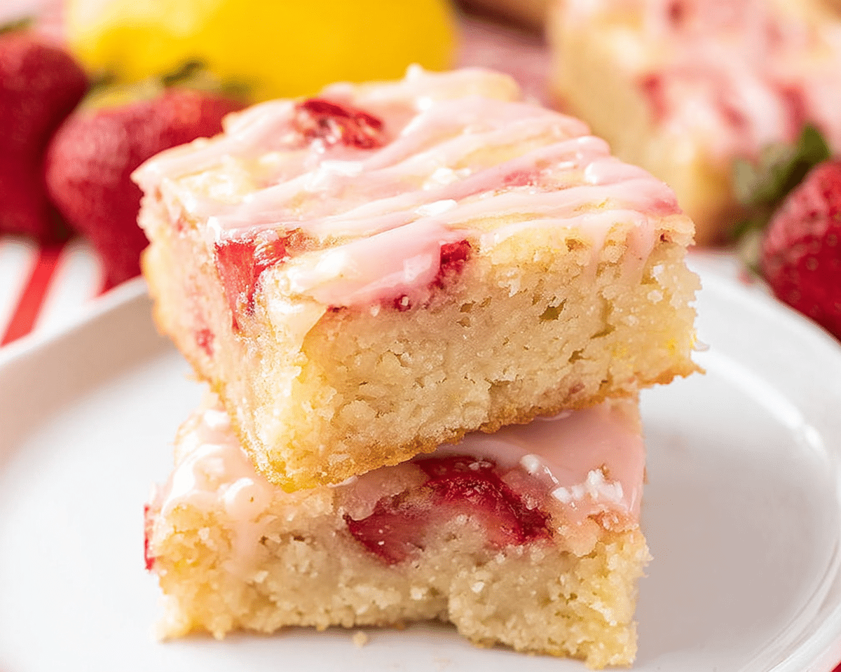 Gluten-Free Strawberry Lemon Blondies For Spring Desserts