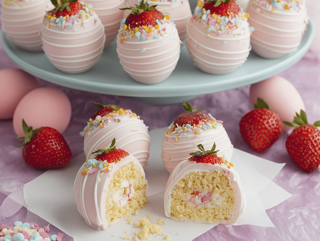 Gluten-Free Strawberry Shortcake Easter Egg Bombs
