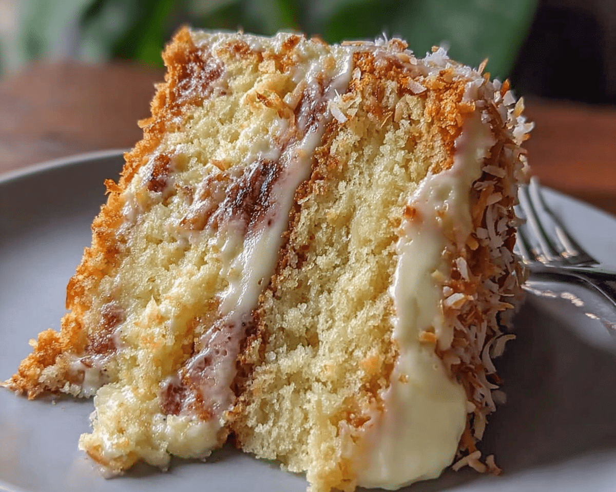 Gluten-Free White German Chocolate Cake with Cheesecake Swirl