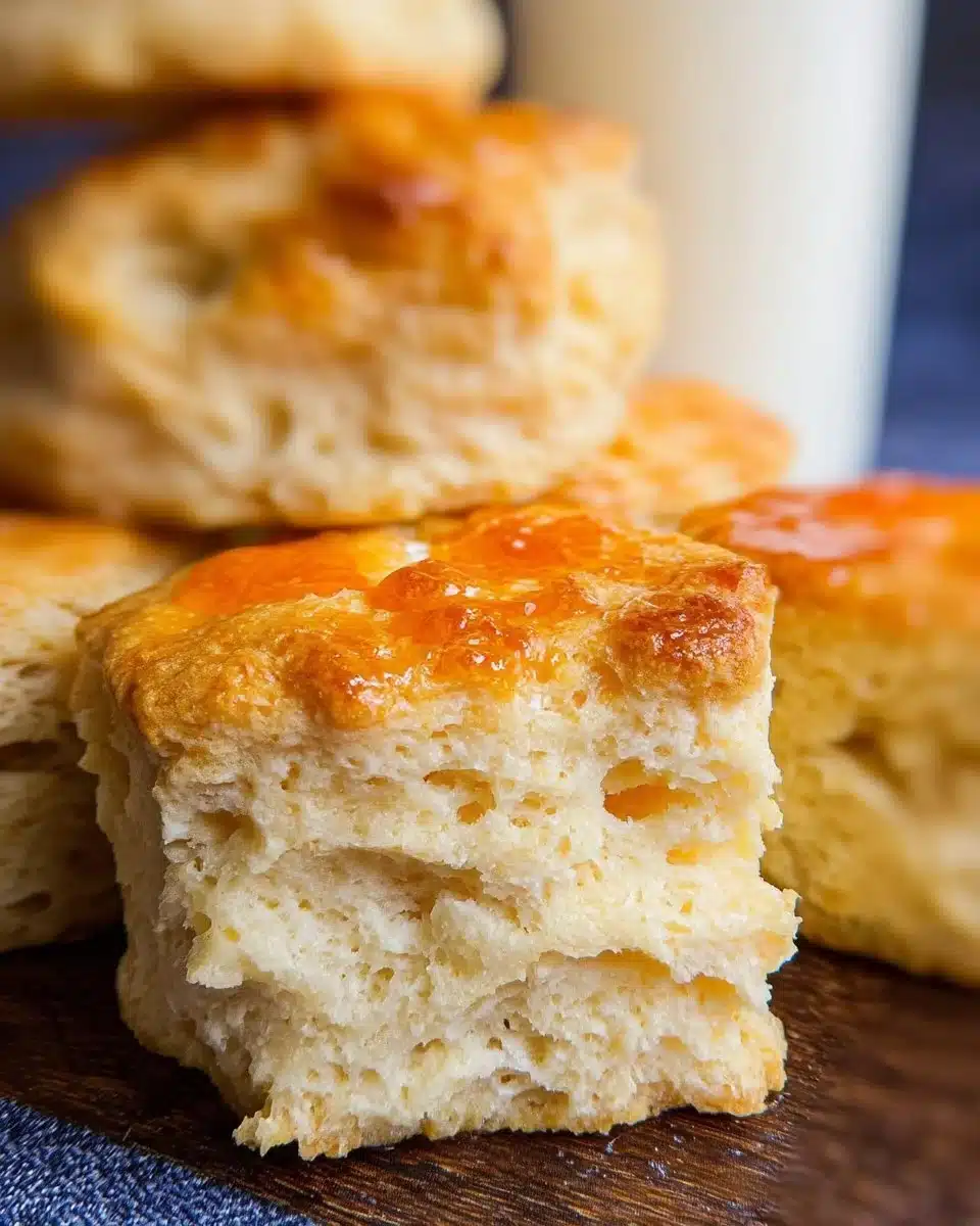 Fluffy and golden homemade 2-ingredient biscuits ready to serve