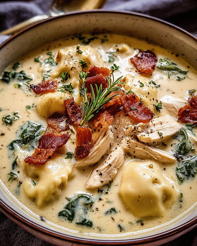 Gluten-Free Creamy Pierogi Chicken Soup with Rosemary Bacon