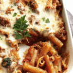 Gluten-Free Italian Sausage Baked Mostaccioli with Spinach