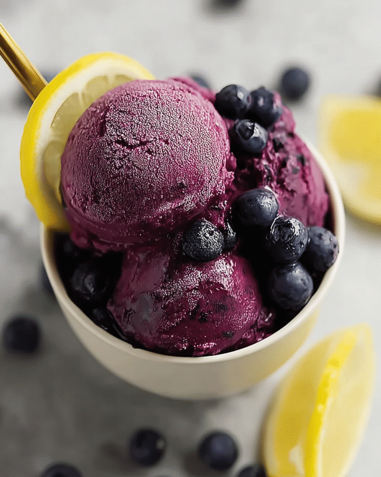 Gluten-Free No Churn Blueberry Lemon Sorbet