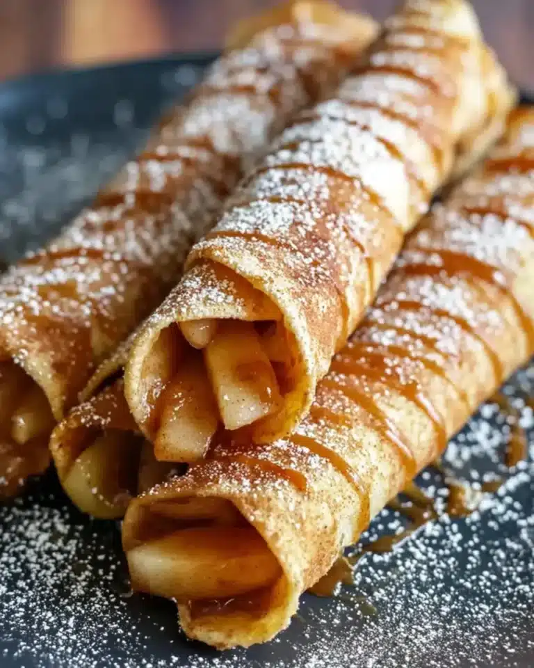 Delicious homemade Apple Taquitos garnished with cinnamon and sugar.