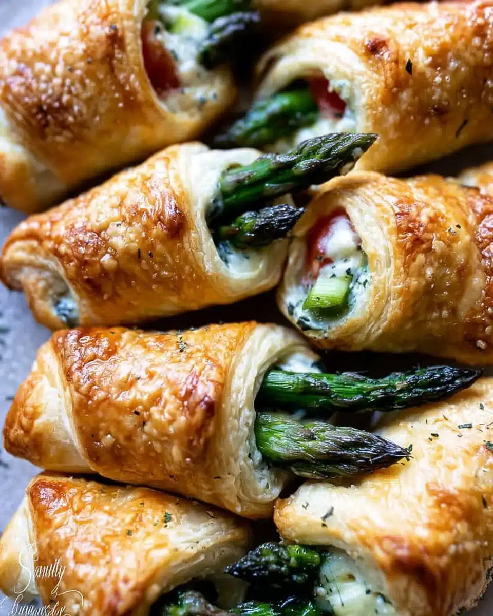 Asparagus Puff Pastry Bundles baked to golden perfection