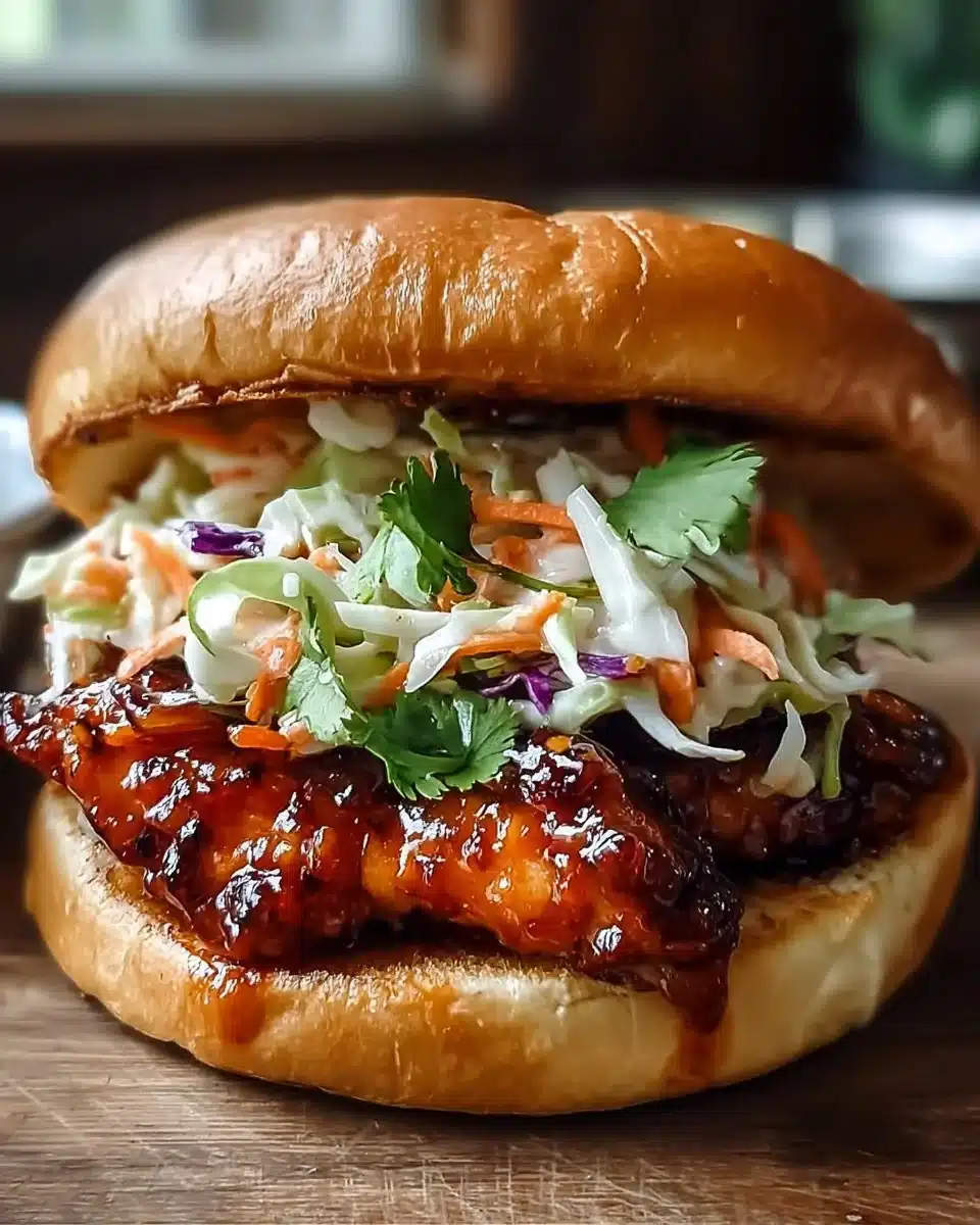 Korean BBQ Chicken Sandwich with Zesty Cabbage Slaw Bliss