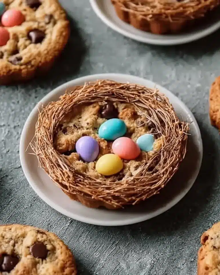 Homemade Birds Nest Cookies with chocolate and candy eggs