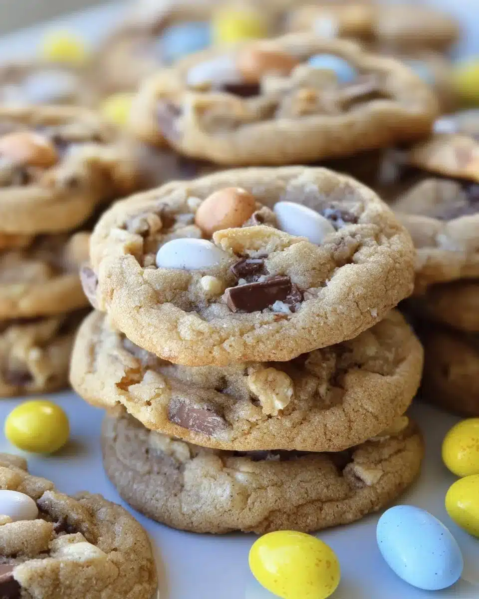 Delicious homemade Cadbury Egg Cookies with chocolate eggs and a chewy texture