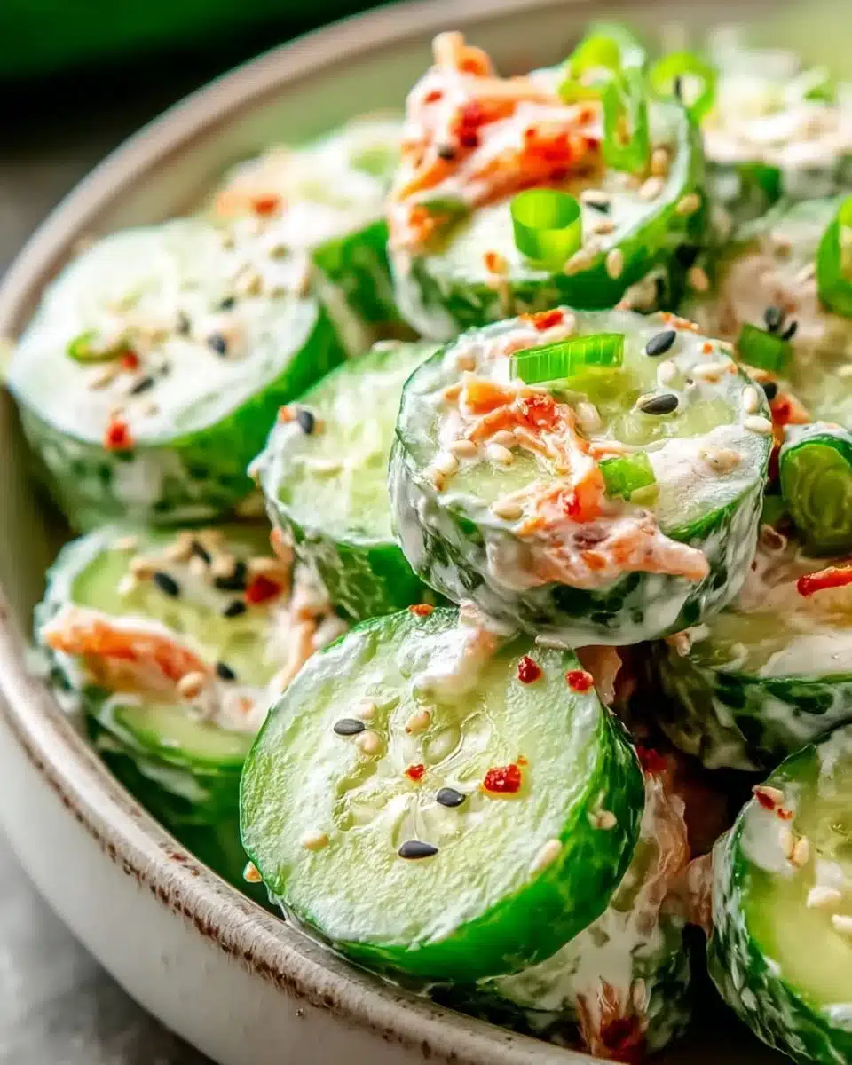 California Roll Cucumber Salad with sushi ingredients and vibrant colors