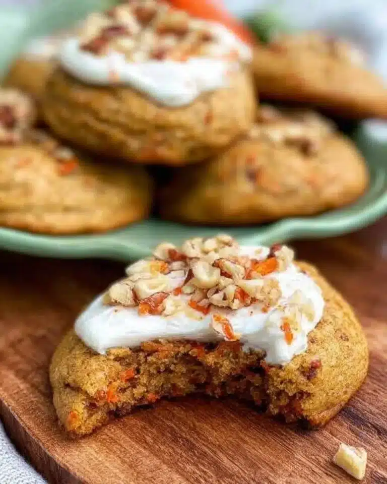 Delicious homemade carrot cake cookies with frosting and nuts