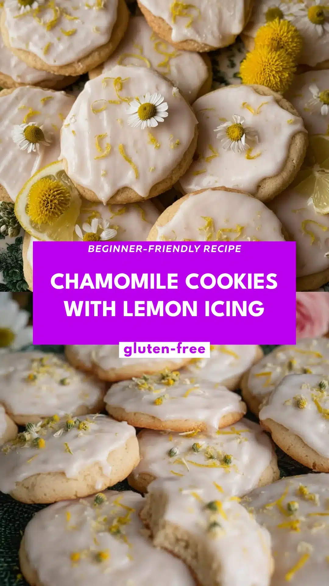 Chamomile Cookies with Lemon Icing