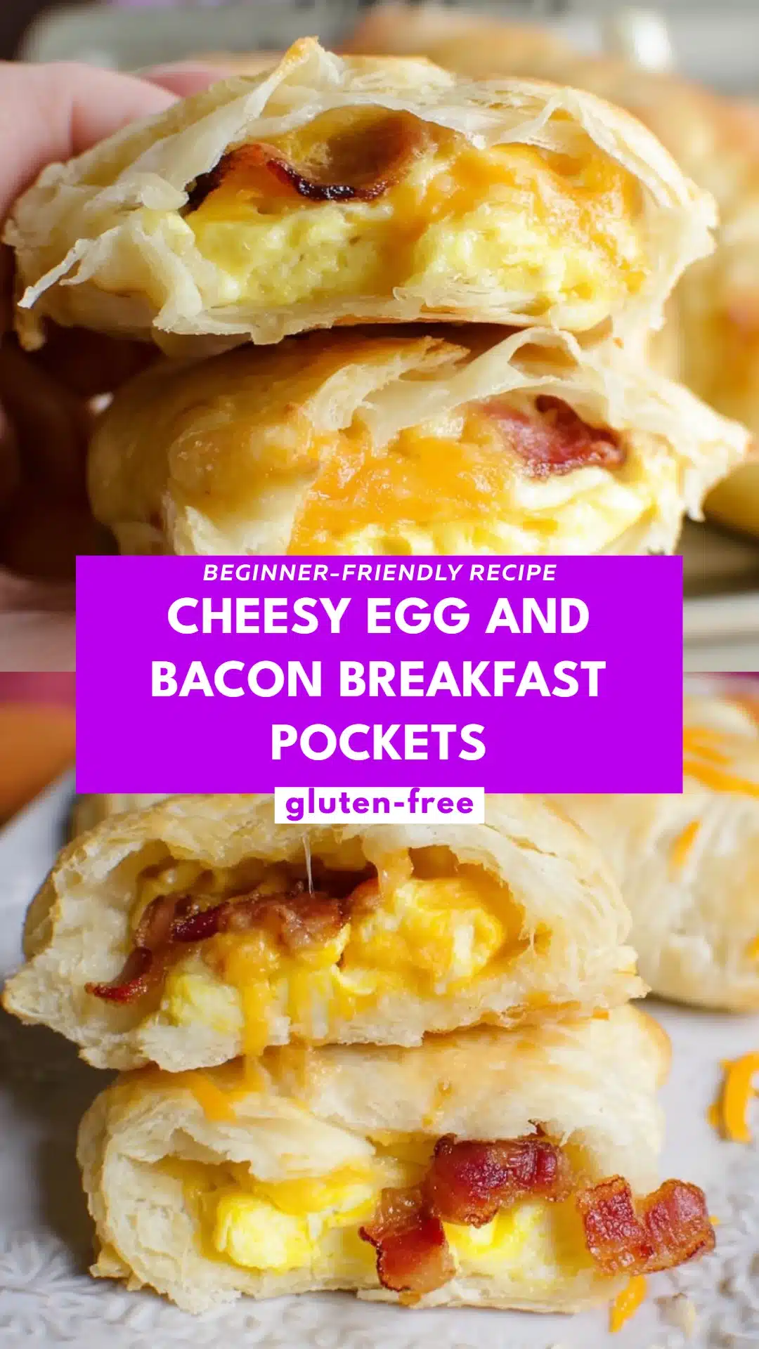 Cheesy Egg and Bacon Breakfast Pockets