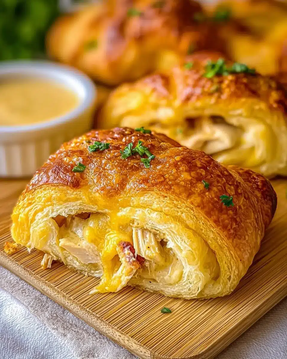 Delicious chicken casserole topped with crescent rolls, perfect for family meals.