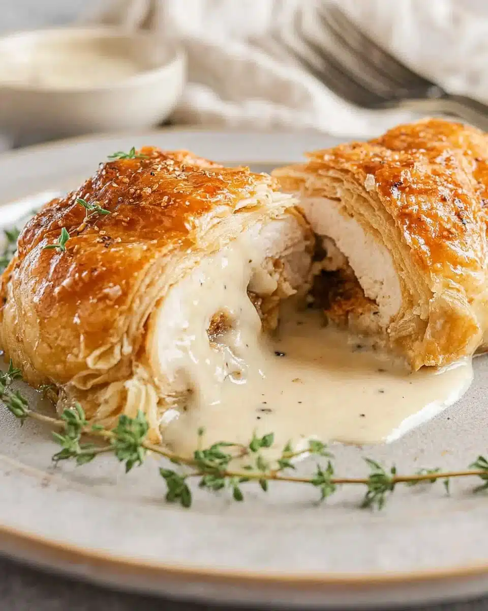 Chicken Wellington served with rich Dijon cream sauce