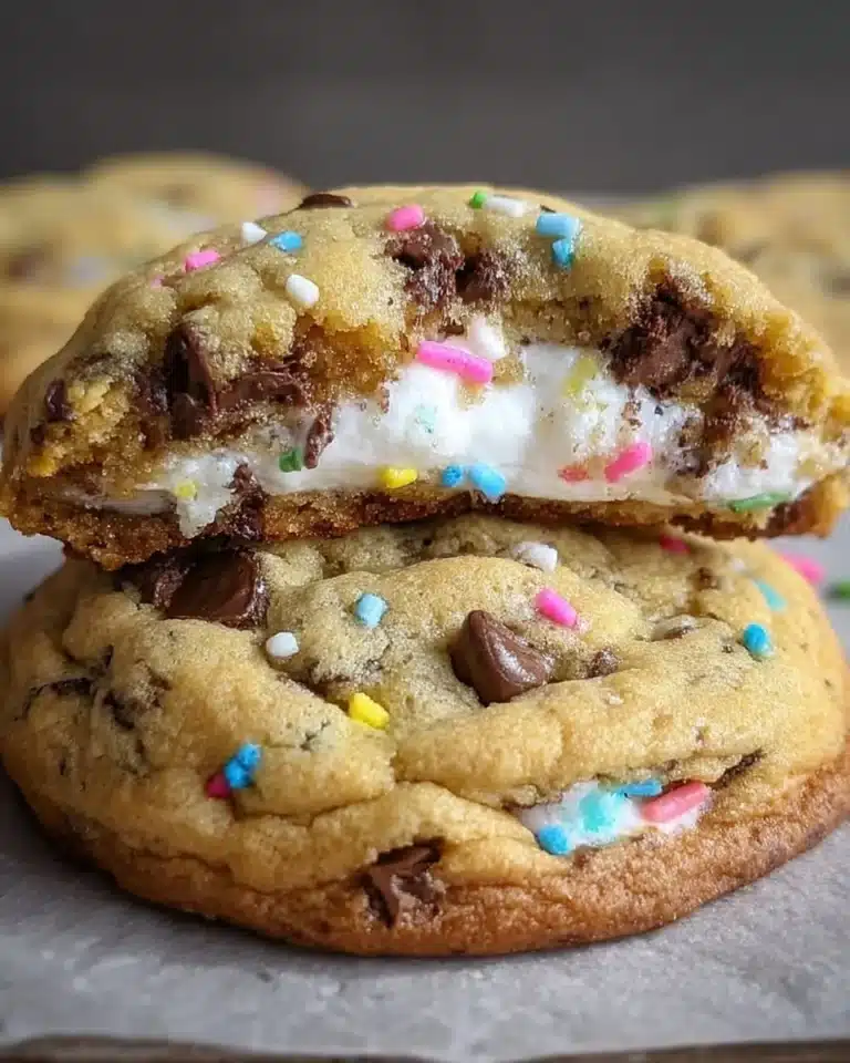 Chocolate chip Peep stuffed Easter cookies decorated for the holiday