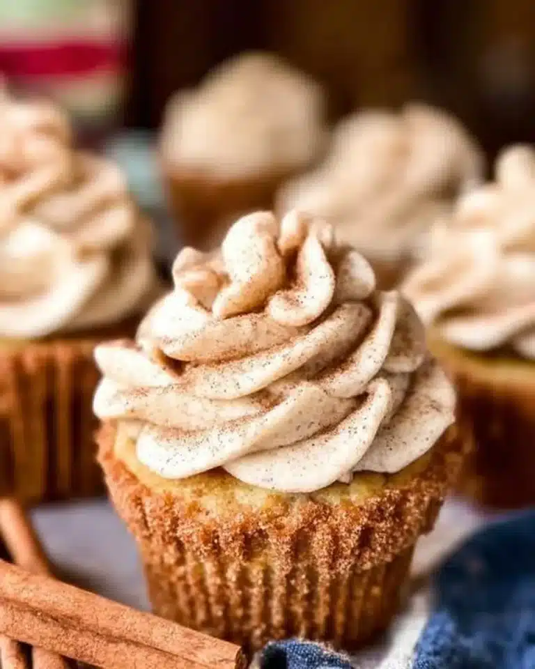 Delicious churro cupcakes with cinnamon sugar topping
