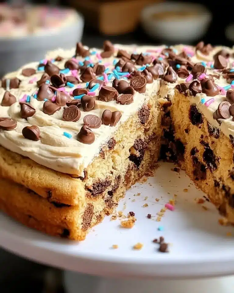 Delicious homemade cookie cake on a decorative plate