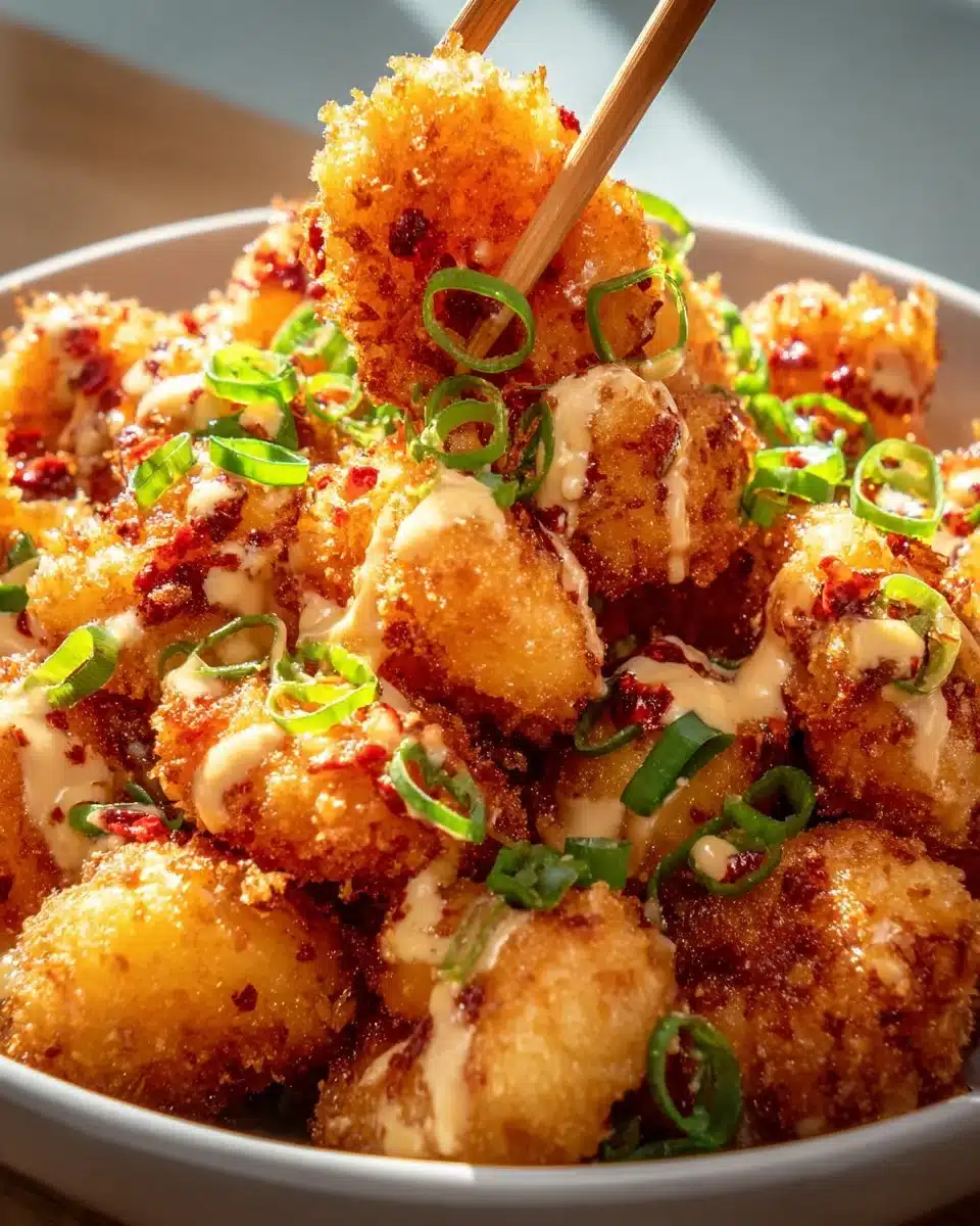 Crispy Bang Bang Shrimp served with a spicy sauce