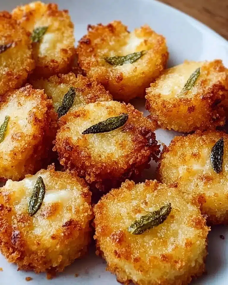 Crispy pickle cheese bites served on a plate with dipping sauce.