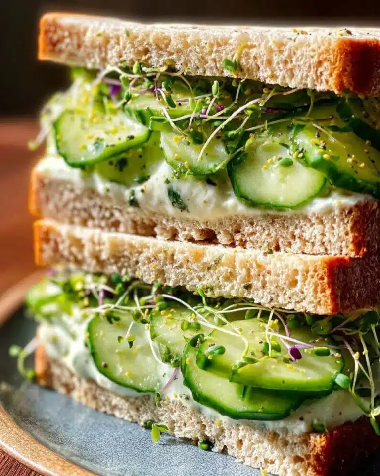 Cucumber salad sandwich made with fresh ingredients and herbs