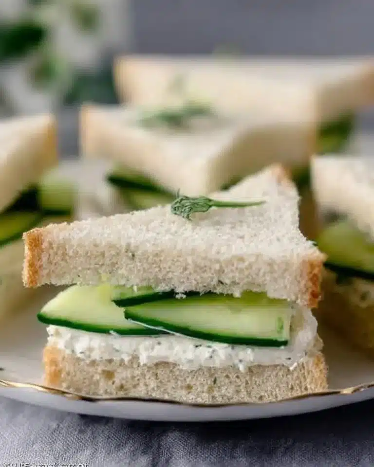 A plate of freshly made cucumber sandwiches ready for serving