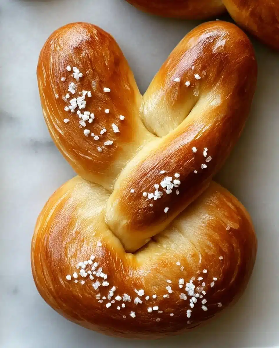 Easter Bunny shaped soft pretzels, perfect for festive celebrations