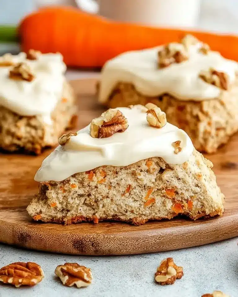Delicious Easter carrot cake scones served on a festive plate