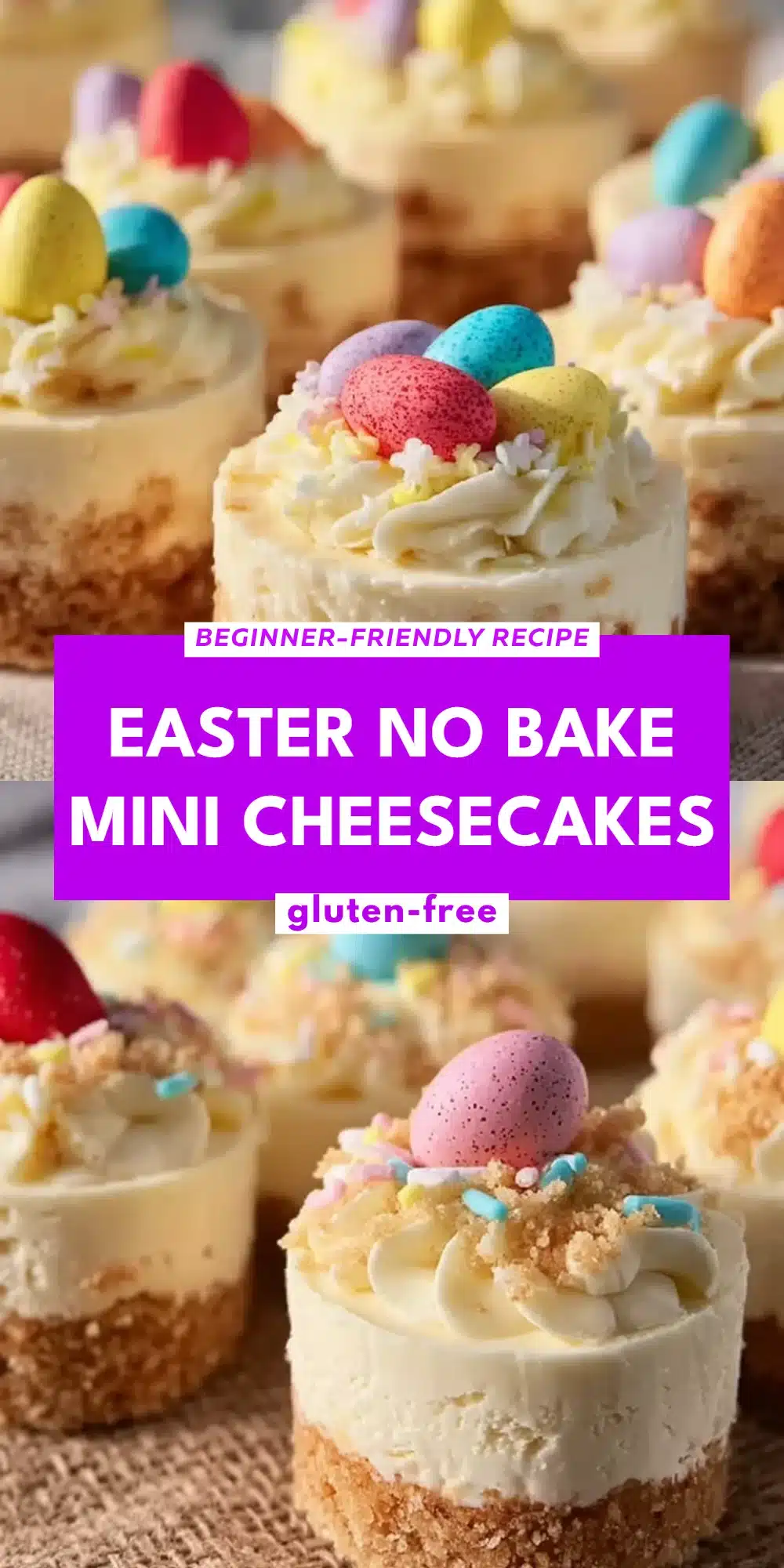 Easter No Bake Mini Cheesecakes