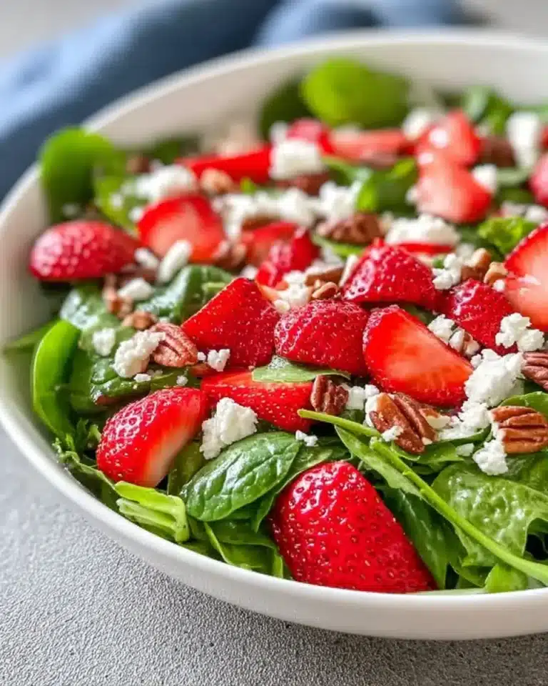 Easter Strawberry Spring Salad with fresh strawberries and greenery