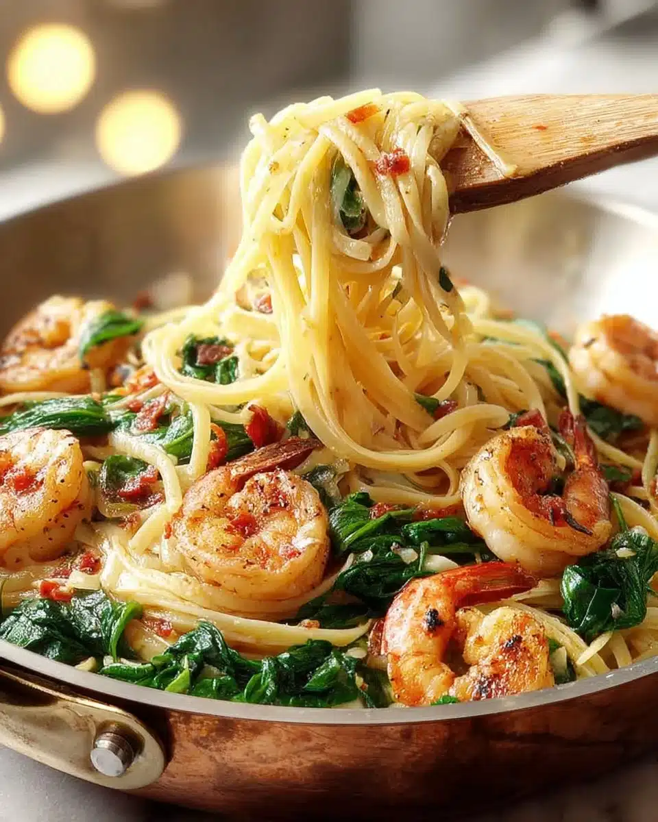 Garlic Shrimp & Spinach Linguine