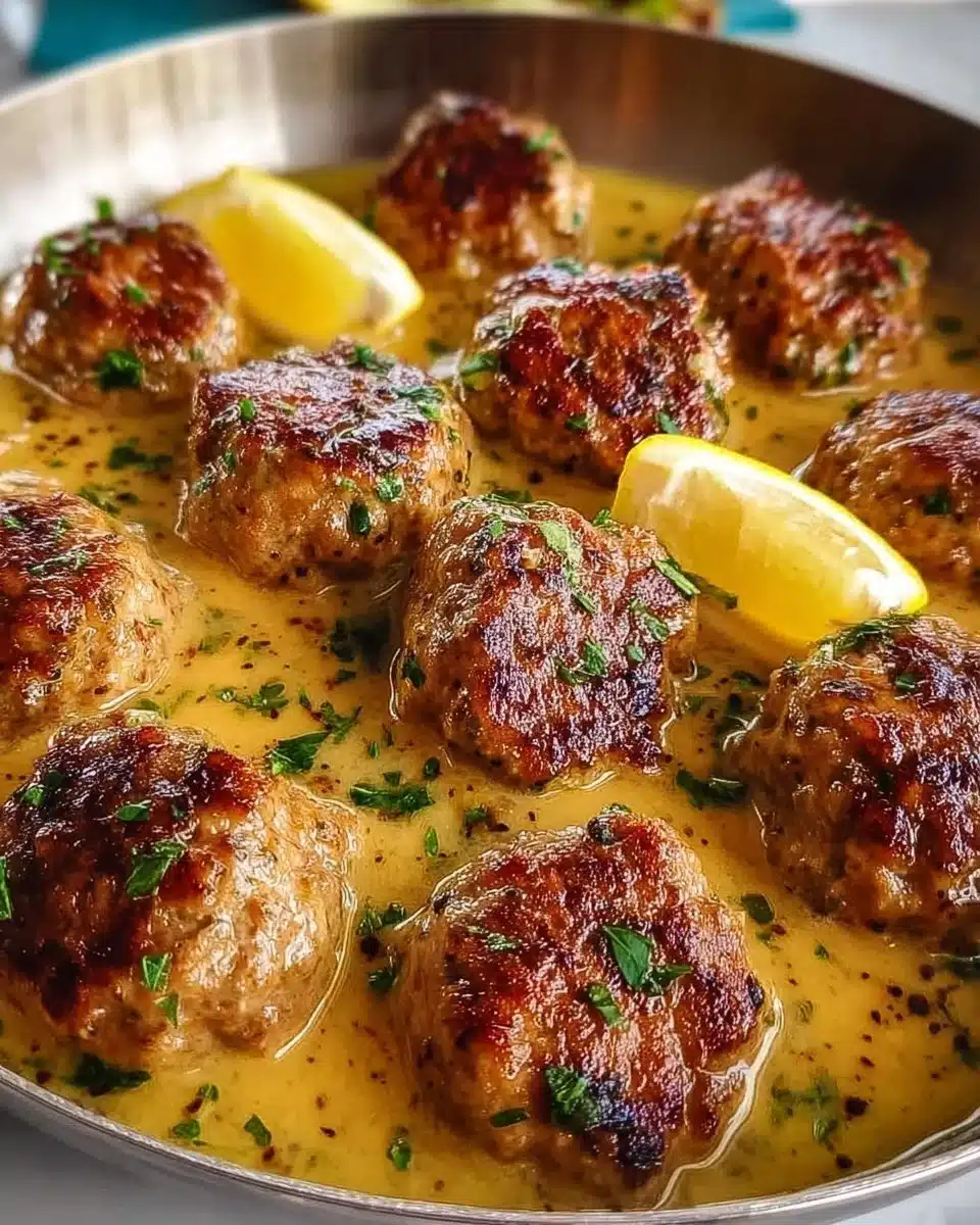 Delicious Greek meatballs served in tangy lemon sauce for a flavorful meal.