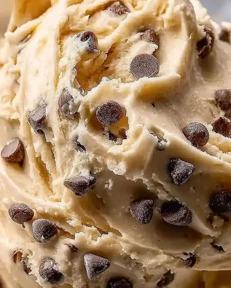 Bowl of Greek yogurt cookie dough with chocolate chips and a spoon