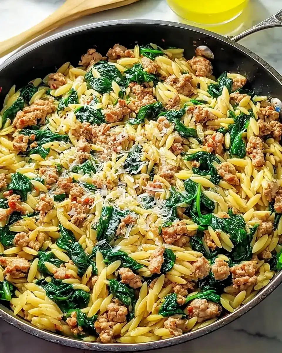 Easy Ground Turkey Spinach Orzo