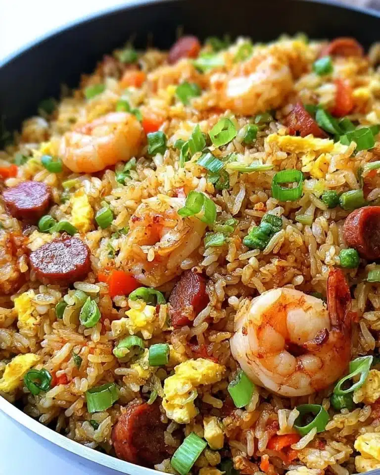 Delicious plate of Gumbo Fried Rice with vibrant vegetables and spices