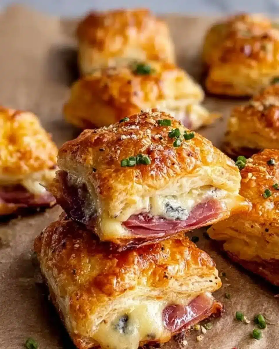 Homemade Ham & Cheese Puffs served on a plate