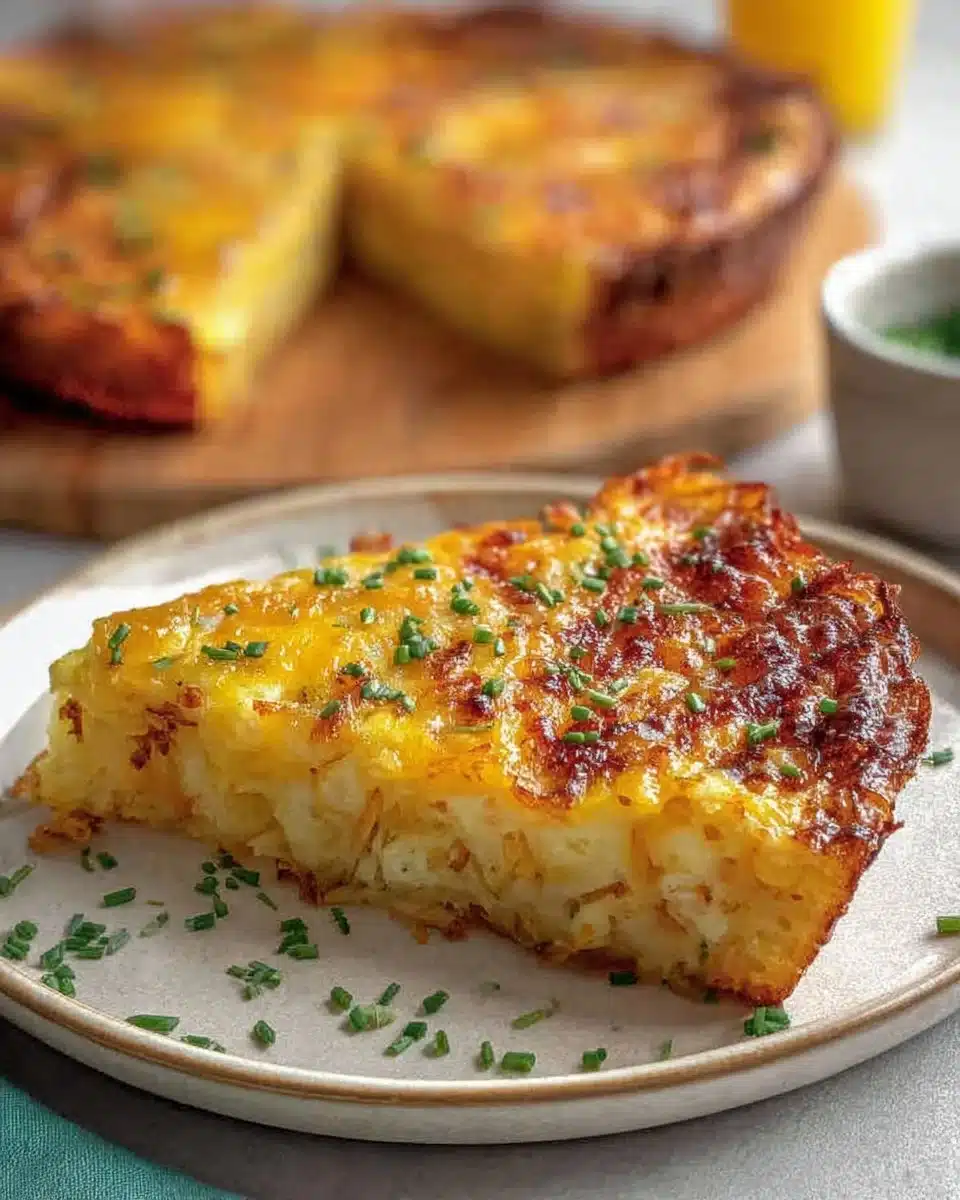 Delicious Hash Brown Crust Quiche with colorful vegetables and cheese