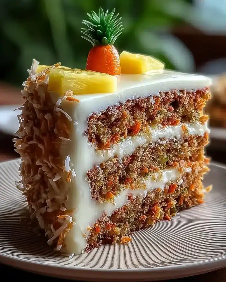 Delicious slice of Hawaiian Carrot Pineapple Cake with vibrant colors and textures