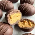 Healthy homemade peanut butter eggs on a plate
