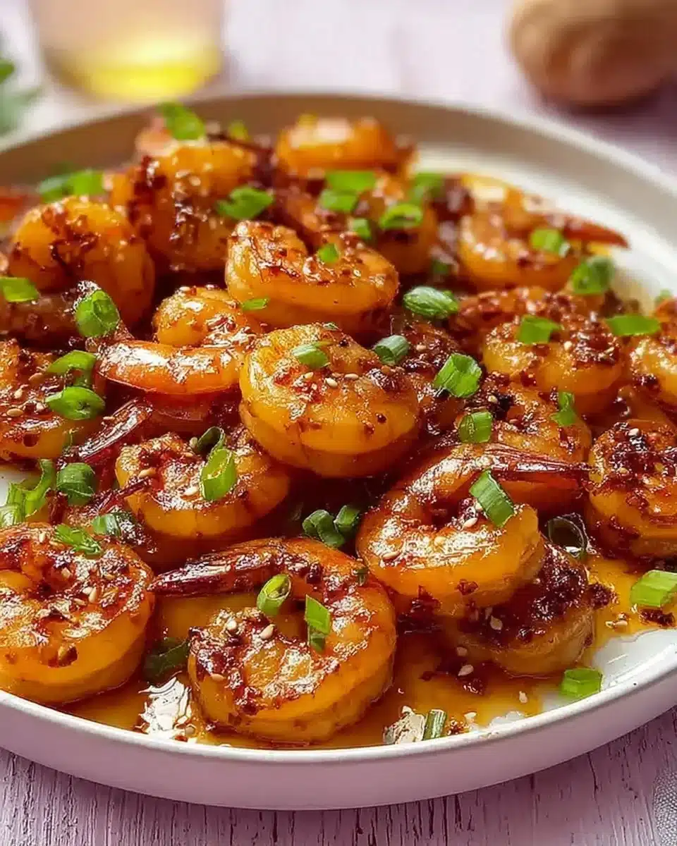 Delicious honey garlic shrimp served on a plate