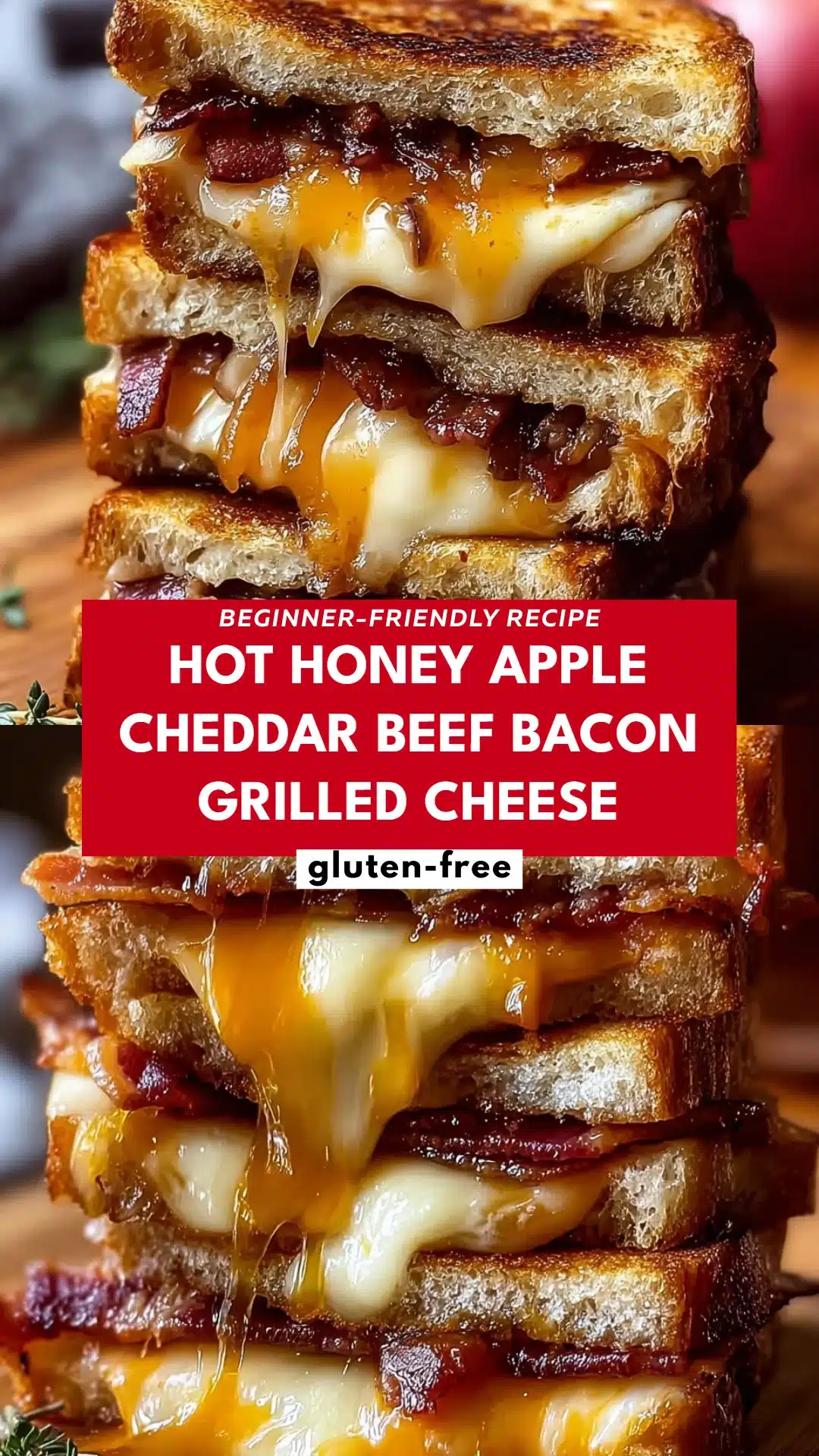 Hot Honey Apple Cheddar Beef Bacon Grilled Cheese