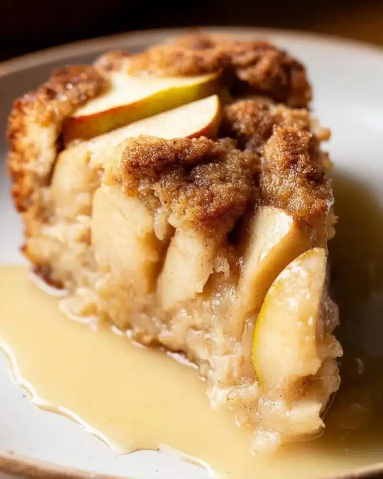 A delicious slice of homemade Irish Apple Cake with fresh apples and spices