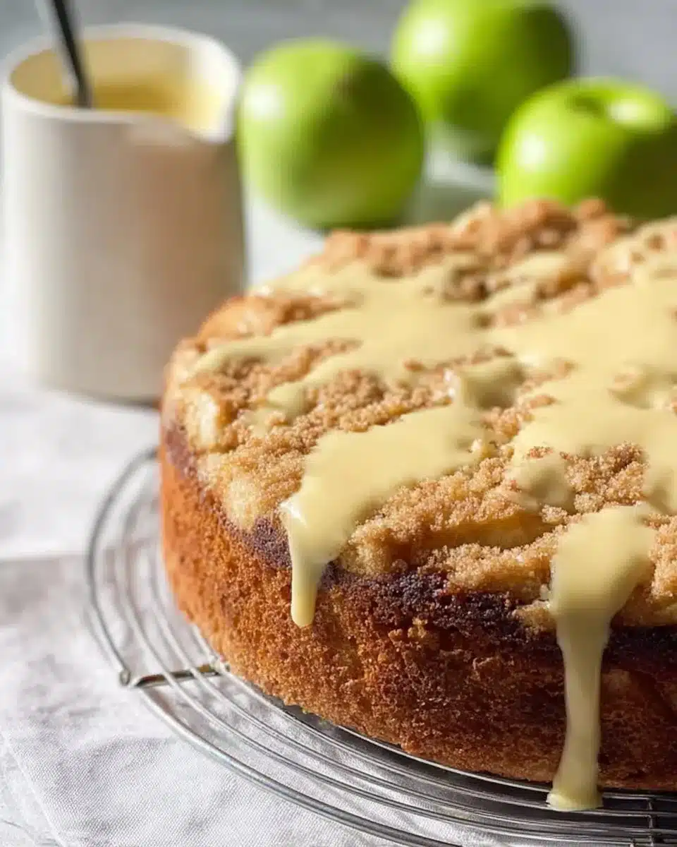 Traditional Irish Apple Cake with Creamy Custard Sauce