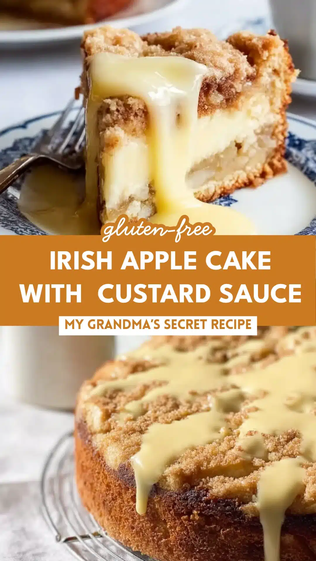 Irish Apple Cake with  Custard Sauce