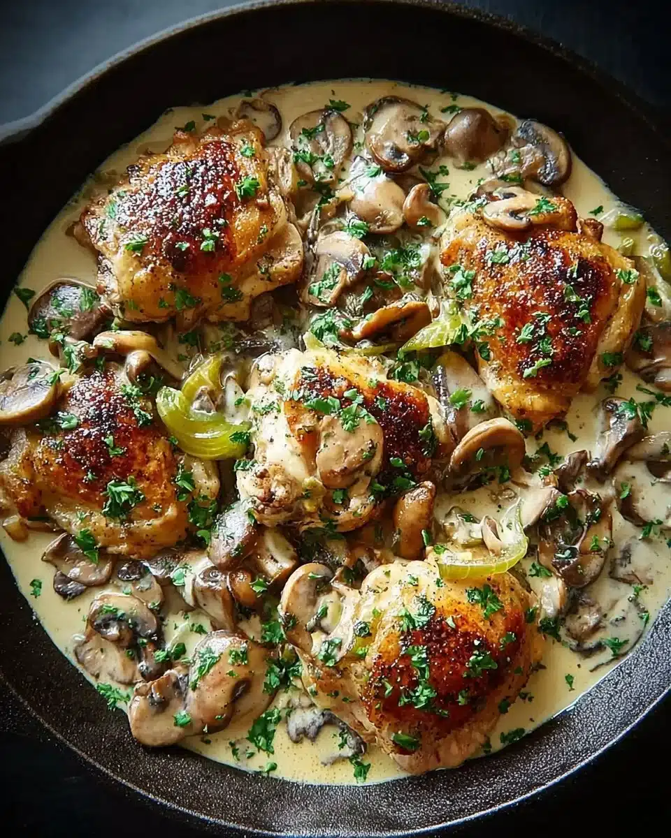 Irish Chicken in a rich whiskey cream sauce served on a plate