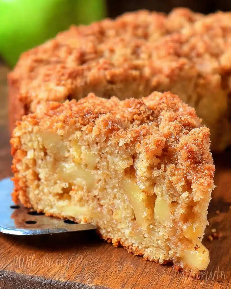 Delicious slice of Irish Farmhouse Apple Cake with fresh apples and cinnamon