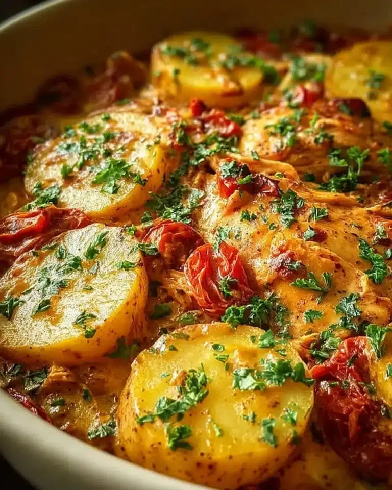 Delicious Italian Crockpot Chicken and Potatoes served in a rustic bowl