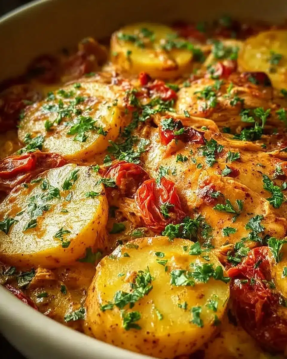 Delicious Italian Crockpot Chicken and Potatoes served in a rustic bowl