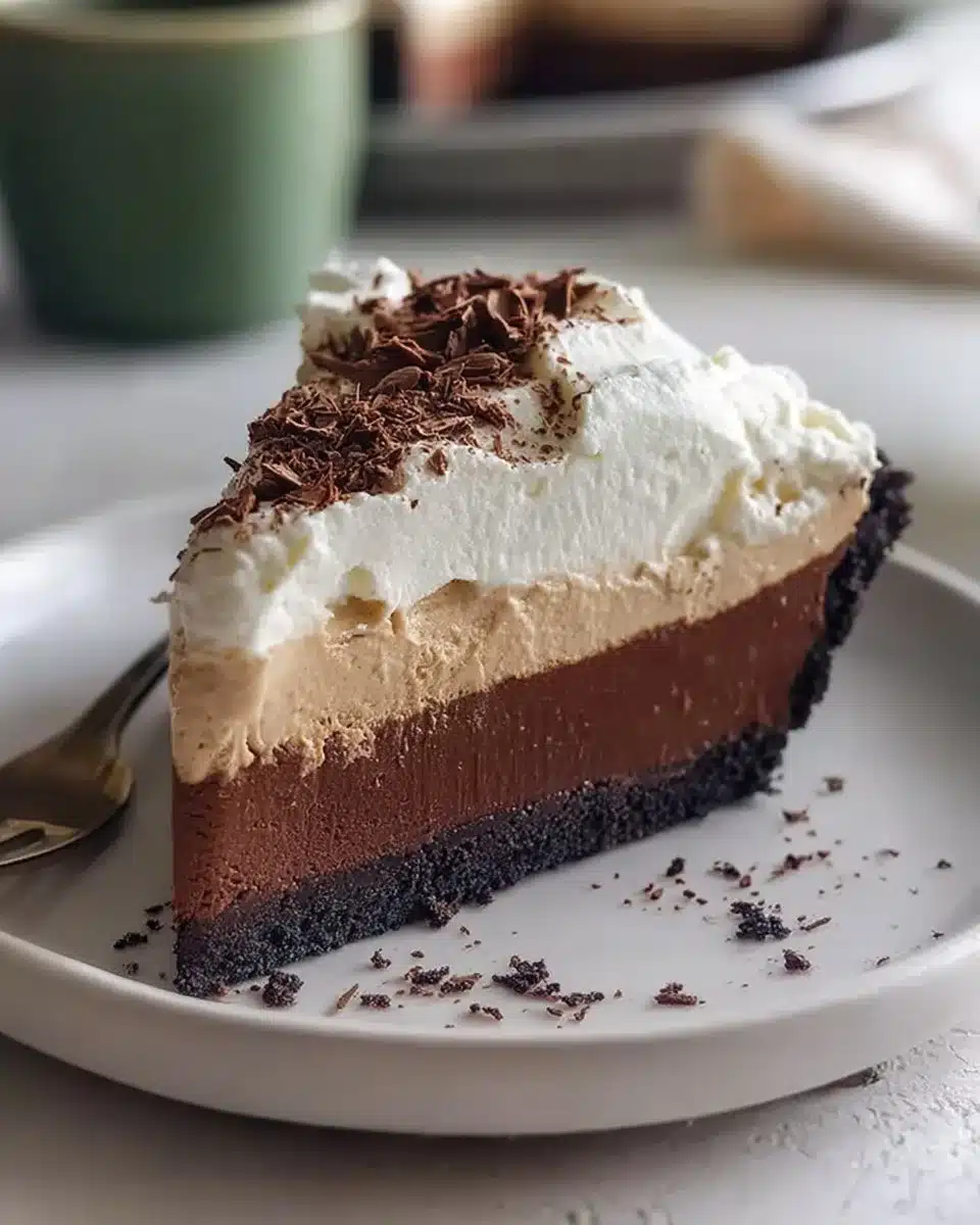 Layered Irish Coffee Pie with creamy layers and coffee flavor
