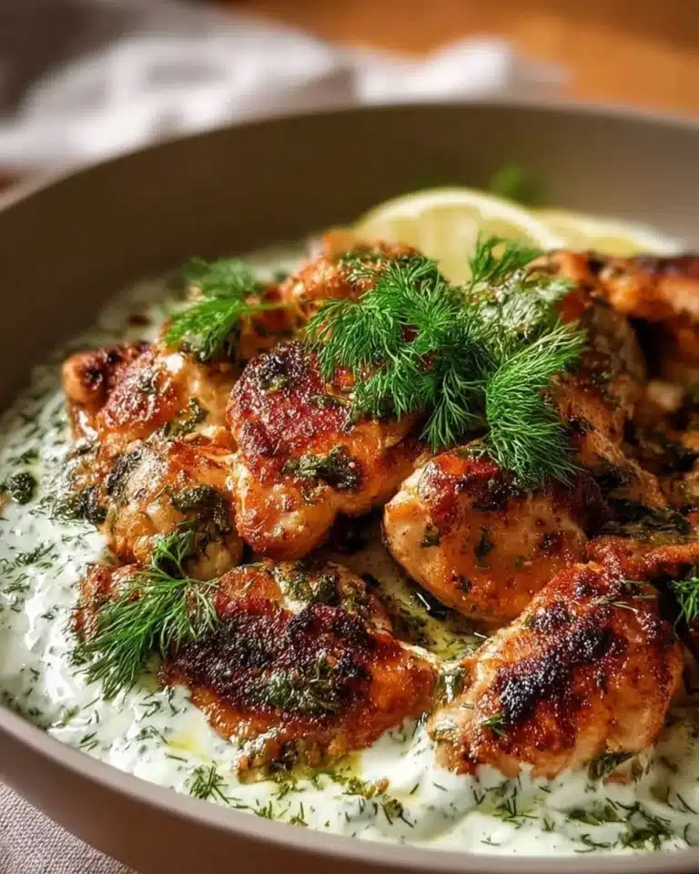 Delicious plate of Lebanese Chicken garnished with herbs and spices