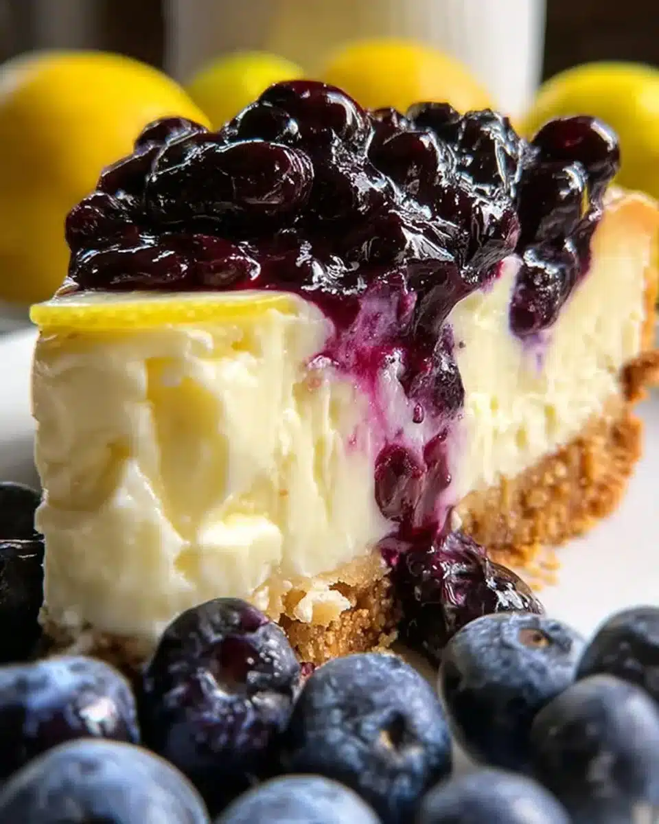 No Bake Lemon Blueberry Cheesecake